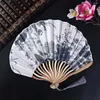 Decorative Figurines Summer Cooling Sea Shell Shape Bamboo Craft Gift Handicrafts Folding Fan Dance Hand Pography Prop