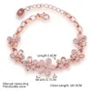 Affascinante braccialetto a catena con fiore in pietra proteica rosa cat eye da donna placcato oro rosa 18 carati Q240401