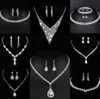Ценный комплект ювелирных изделий с бриллиантами из стерлингового серебра, свадебное ожерелье, серьги для женщин, свадебные украшения, подарок i89P #