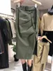 Faldas Komiyama cintura alta falda con dobladillo dividido botones irregulares Faldas Mujer cinturón túnica Mujer 2024 otoño Vintage Jupe Mujer