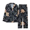 Ianv sexy pyjama's sexy ijs zijden pyjama's voor vrouwen lange mouw pyjama set lente zomer herfst slaapkleding broek pak afdrukken 2404101