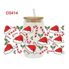 Autocollants de fenêtre UV DTF Autocollant de transfert Joyeux Noël pour les verres Libbey de 16 oz Wraps Bouteilles Cup Can DIY Stickers personnalisés imperméables D5406