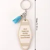 New wooden key chain fringe English letter creative pendant car key chain