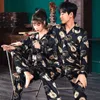 Femmes et hommes Pyjamas Ensembles Couples Cartoon Pijama Femme Pyjamas Lovers Vêtements Casual Home Wear Soie Satin Drop Deliv Dhtpq