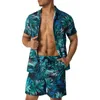 11 färger Mens modeavtryck set lapel kort ärm avslappnad skjorta strand shorts set sommarlovet hawaiian kostymer s-5xl 240321