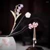 Barrettes à cheveux Barrettes 3pcs / pack de luxe en métal bâton en bois fleur pinces à cheveux Hanfu épingle à cheveux accessoires pour femmes livraison directe bijoux Ha Oti2G