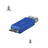 Computer Cables Connectors Standard USB3.0 USB 3.0 Typ A Kvinna till Micro B Man Adapter Convertor Connector Blue Note3 OTG Drop Deliv OTS41