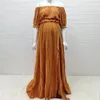 Boho Rost Cotton Entbindlichkeit Poshoot Long Kleid Bohemian Baumwolle 2 in 1 Schwangerschaftspfografie Kleid 240319