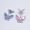 Jewelry Butterfly Belly button ring 925 Sterling Silver Cubic Zircon 14G Navel Piercing Jewelry