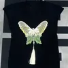 女性戦車キャミスデザイナー24春/夏新規Mホームヘビー業界の蝶のパターンファッション年齢女性のためのニットトップを減らす7A6C