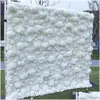 Bröllopsdekorationer 8x8ft White 3D Rose Flower Wall gjord med tyg rullade upp konstgjorda blommor arrangemang för bakgrundsdekoratio dhtwj