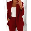 Womens Blazer Top Elegant Solid Long Semeves Jacket Suit Affär Fashion Spring Tracksuit Office Lady Blue Coat Tops 240318