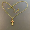 Pendanthalsband Korea Gold 24K Necklace Gold Plating Cross Necklace For Girls Jewelry Present Religion 240330