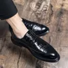 Casual Shoes Embossed Crocodile Pattern Genuine Leather Mens Fashion Business Office Dress Italian Black Lace Up Formal Oxfords