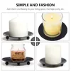 Candle Holders 3Pcs Plate Holder Mounting Stand Decorative Candlestick Plates For LED Wax Pillar Wedding Birthdays Parties ( Table