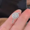 Cluster Ringen Romantische 925 Sterling Zilver Voor Vrouwen Ronde Pave Gesimuleerde Diamanten Ring Vinger Sieraden Meisje Gift Groothandel