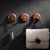 Hooks Punch-free Home Solid Wood Bathroom Square Sticky Hook Walnut Wall Clothes Bedroom Hat Elegant