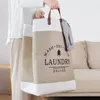 Cotton Linen Large Laundry Basket Dirty Clothes Sundries Storage Bag Portable Hamper Foldable Toy Bin Organizer Handles 240401