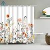 Cortinas de chuveiro Rose Sunflower Set Plantas Florais Decoração do banheiro Corte de banheira em casa com ganchos