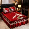Luxury Lace Smooth Cool Summer Bedspread Thick Home Bed Skirt Pillowcase Bed Sheets Embroidery European-style Bed Spreads 240314