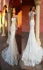 Strojowe sukienki ślubne z koronką syreny z długim rękawem Biała suknia ślubna seksowna vintage Bride sukienka White3543475
