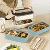 Boîte à déjeuner thermique, vaisselle, récipients isolés à Double couche en acier inoxydable, ensemble Portable, boîtes à Bento chauffantes