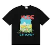 New HUDE T-shirt Round Neck Castle Coconut Tree Window Sill Scenery Pure Cotton Loose Thin Tees for Men and Women Short Sleeves T-shirts Top clothes