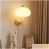 Wall Lamp Creamy Mushroom Glass Creative Interior Design Study Aisle Bedroom Bedside Minimalistic Room Decor Light Drop Delivery Home Dhmqt