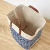 Cotton Linen Large Laundry Basket Dirty Clothes Sundries Storage Bag Portable Hamper Foldable Toy Bin Organizer Handles 240401