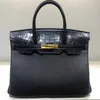 2024 New Crocodile Pattern Cap with Litchi Head Layer Cowhide Genuine Leather Womens Bag 25cm/30cm Purse