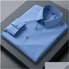 Chemises habillées pour hommes Classique Business Manches longues Tatting Traceless Solide Élégant Chemise formelle Casual Standard Male Workwear Drop Deliver Otjgx