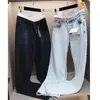Pantalones vaqueros elásticos de doble cintura para primavera y verano, pantalones rectos con botones personalizados para mujer