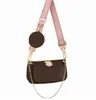 Luxury Tote axelväska handväska designer handväska messager väskor märke crossbody totes pu läder kvinnor mini 3 st/set mynt handväska komposit gammal blomma 25 cm damier22