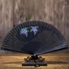 Estatuetas decorativas laoxinmen verão esculpido ventilador antigo dobrável clássico estilo chinês feminino mini-portátil pequeno