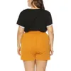 Женские шорты больших размеров, короткие брюки с высокой талией, большие размеры, женская летняя одежда, однотонная черная, красная одежда 240329