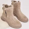 Botas Mujeres botas de nieve botas nuevas de tobillo 2023 Invierno tacones bajos zapatos casuales zapatos de gamuza falsa botas de moda puntas puntas puntiagudas
