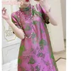 Abbigliamento etnico 2024 Fiore migliorato stampato cinese Qipao Dress Primavera Estate manica corta colletto alla coreana moda retrò Cheongsam