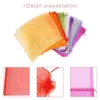 Decorative Flowers 100Pcs Large Organza Bags 20X30 Cm Mesh Gift Drawstring Jewelry Pouches For Christmas Wedding(Random Color)