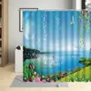 Douchegordijnen Natuurlijk Landschap Zwaan Koi Gordijn Groene Boom Plant Meer Rivier Landschap Bad Decor Polyester Doek Set Met Haken