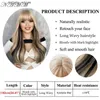 Perruques synthétiques NAMM Wigs synthétiques avec frange Blonde + Black Highlight Color Femmes Long Wavy Wigs Cosplay Fake Hair Natural Heat résistant Wig Y240401