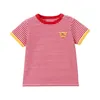 Boys Clothes miki Kids Girl Plain Color Simple Cartoon HB Bear Head Short Sleeve Striped T-shirt 240325