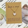 Pendant Necklaces Romantic Sweet Cute Colorf Heart-Shaped Pendant Necklaces Female Chain Clavicle Necklace Jewelry Gift With Paper Car Dhzu7