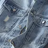 Streetwear Mode Mannen Jassen Retro Blauw Flash Patch Designer Ripped Denim Jasje Jassen Borduren Hip Hop Chaquetas Hombre 240321