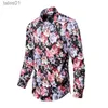 Hommes Plus Tees Polos Chemise florale Hommes 2023 Marque de luxe à manches longues élégant imprimé mince Camisa Haiana Hombre Vinatge Gentleman Party Dress Shirts yq240401