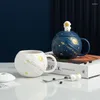 Tasses espace tasse avec couvercle planète céramique décor à la maison forme café lait thé tasse créative gobelets cadeau pour anniversaire