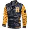 Mens Jaquetas 2022 Marca Moda Inverno Jaqueta De Couro Homens Casual Stand Collar Bomber Casaco Windbreaker Retro Beisebol Motocicleta Casacos Dhokv