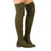 Boots Cross-tied Over The Knee For Women Autumn Winter Shoes Low Heeled Long Sexy Suede Thigh High Botas Mujer