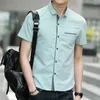 Chemises habillées pour hommes Vêtements à manches courtes Green Man Tops Plain Formel et Blouses pour hommes Bureau Designer Casual Asie XXL Style coréen Normal