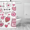 Douchegordijnen Roze Valentijnsdag Gordijn 72x72in Met Haken DIY Patroon Lover's Gift