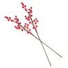 Fleurs décoratives 2 pièces, accessoires de bricolage de Festival, fausses Branches de baies, ornements rouges, décorations de maison
